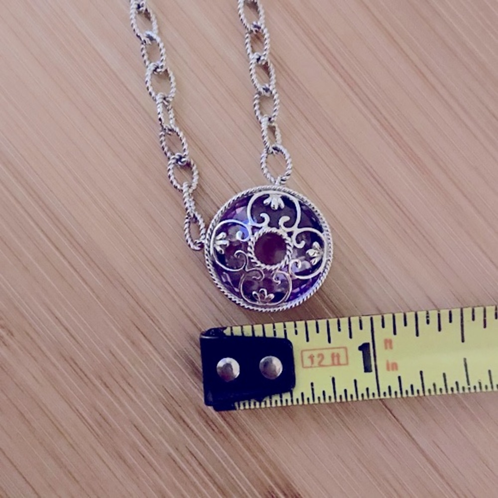 DeLatori 925 Silver & Lilac Crystal 20” Necklace - Picture 9 of 10